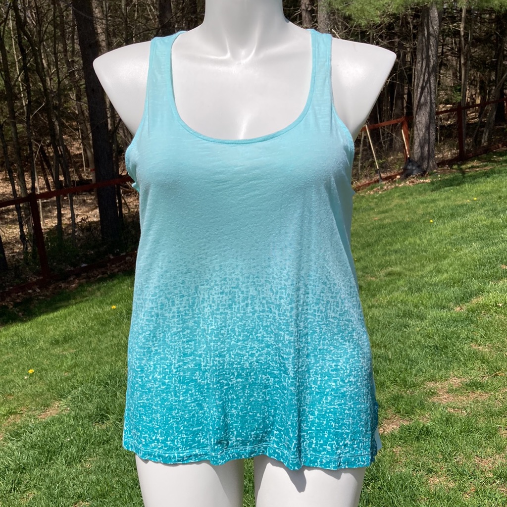 Columbia Natural Fiber Pixelated Aqua Ombr Athletic Yoga Top Size Xl